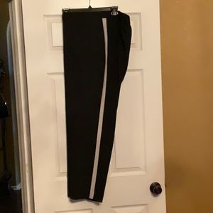 Black dress pants with ivory strip